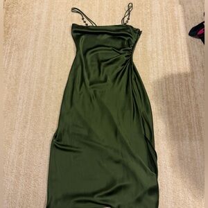 Zara Deep Green Satin Dress